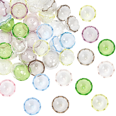 60Pcs UV Plating Acrylic Bead Caps OACR-SP0001-71-1