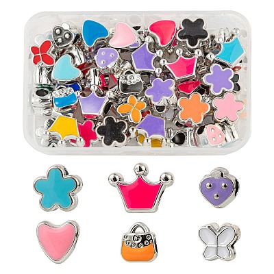 60Pcs 6 Style Girl Series UV Plating Acrylic European Beads OACR-LS0001-09-1