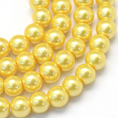 Baking Paint Pearlized Glass Pearl Round Bead Strands X-HY-Q330-8mm-67-1
