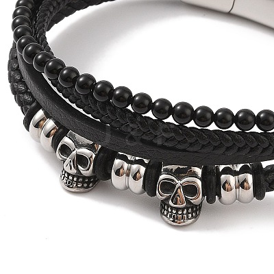 Braided Microfiber Leather Multi-strand Bracelets BJEW-B096-06G-1