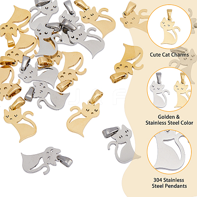 20Pcs 2 Colors 304 Stainless Steel Pendants STAS-DC0013-32-1