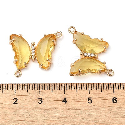 Brass Pave Faceted Glass Connector Charms FIND-Z020-04Q-1