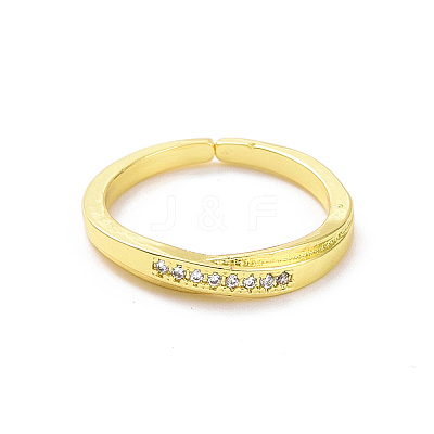Clear Cubic Zirconia Open Cuff Ring RJEW-H127-05G-1