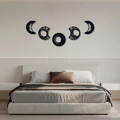 Wood Moon Phase Pendant Decoration HJEW-WH20013-007-1