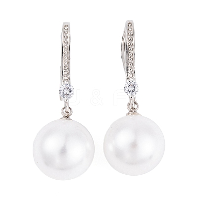 Rack Plating Brass Cubic Zirconia ABS Pearl Earring Hooks EJEW-S219-16P-07-1