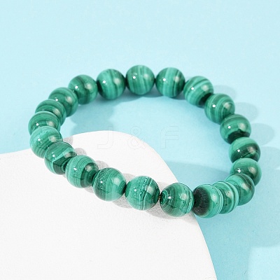 Natural Malachite Beaded Stretch Bracelets BJEW-A045-01B-1