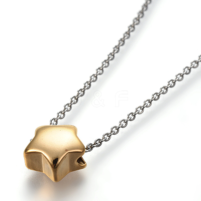 304 Stainless Steel Pendant Necklaces NJEW-L154-01GP-1