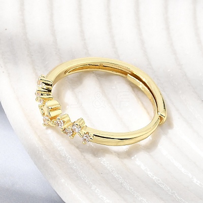 Brass Micro Pave Clear Cubic Zirconia Finger Rings for Women CU-CBAE7DF-12G-05-1