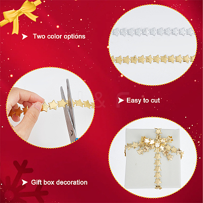 2 Rolls 2 Colors 10M Polyester Star Ribbon Trim OCOR-NB0001-83-1