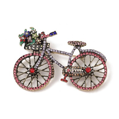 Alloy Rhinestone Flower Bicycle Brooches JEWB-S023-05A-1