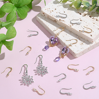16Pcs 2 Colors Brass Cubic Zirconia Earring Hooks KK-BBC0027-64-1