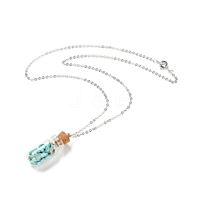 3Pcs 3 Styles Glass Wishing Bottle Pendant Necklaces NJEW-FS0001-02-1