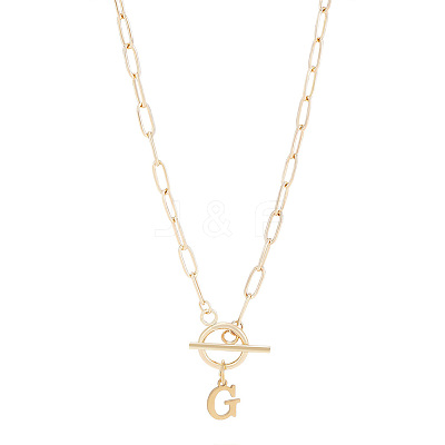304 Stainless Steel Letter Pendant Necklaces NJEW-LP0001-52G-G-1