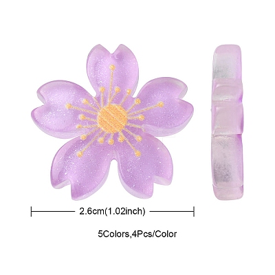 20Pcs 5 Colors Translucent Resin Cabochons OHAR-YW0001-01-1