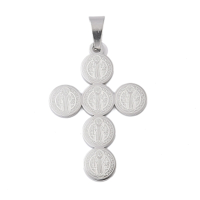 Tarnish Resistant 304 Stainless Steel Saint Benedict Medal Cross Pendants STAS-F012-12-1