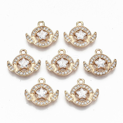 Brass Micro Pave Cubic Zirconia Pendants X-KK-S359-031-RS-1