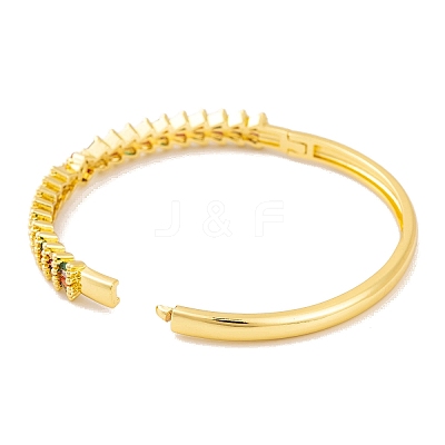 Brass Pave Colorful Cubic Zirconia Hinged Bangles for Women BJEW-S147-33G-E-1