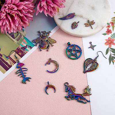DIY Rainbow Color Pendant Necklace Making Kit DIY-SZ0007-57-1
