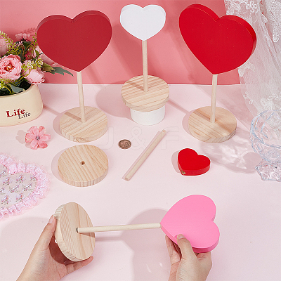 Pine Wood Heart Figurine WOCR-WH0004-028-1
