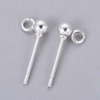 304 Stainless Steel Ball Stud Earrings Findings STAS-P227-17S-1