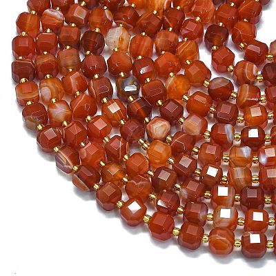 Natural Banded Agate(Dyed & Heated) Beads Strands G-K389-A25-01-1