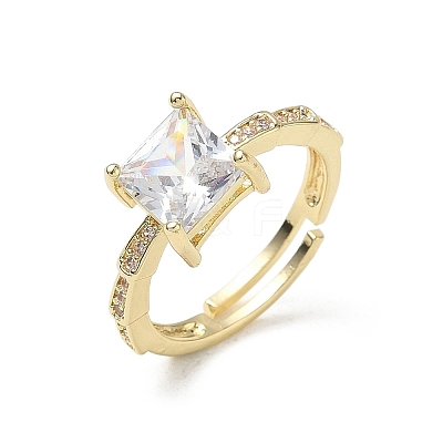 Brass & Clear Cubic Zirconia Finger Rings CU-CBA7E55-09G-1