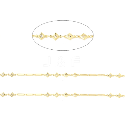 Rack Plating Brass Rhombus & Oval Link Chains CHC-C025-13G-1