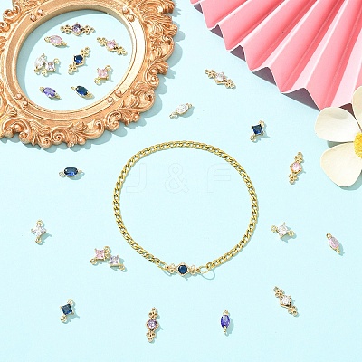 30Pcs 15 Styles Transparent Glass Links/Connectors GLAA-YW0005-63-1