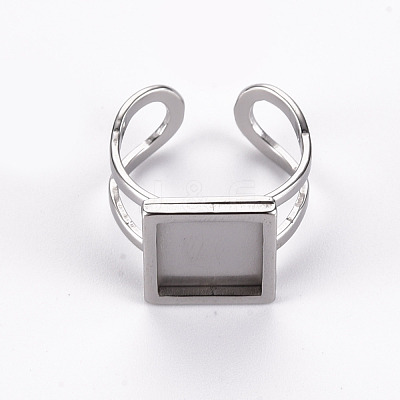 Non-Tarnish 201 Stainless Steel Cuff Pad Ring Settings X-STAS-S080-041A-P-1