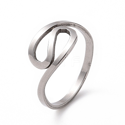 Non-Tarnish 201 Stainless Steel Wave Finger Ring RJEW-J051-31P-1