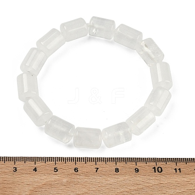 Column Natural Quartz Crystal Rock Crystal Beads Stretch Bracelets for Women Men BJEW-A148-01A-27-1