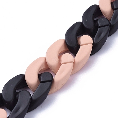 Handmade Opaque Spray Painted Acrylic Curb Chains AJEW-JB00619-02-1
