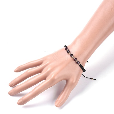 Adjustable Natural Garnet Braided Bead Bracelets BJEW-JB04599-01-1