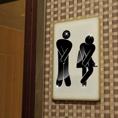 3D Plastic Self-Adhesive Man & Woman Pattern Mirror WC Sign DIY-WH0308-145B-1