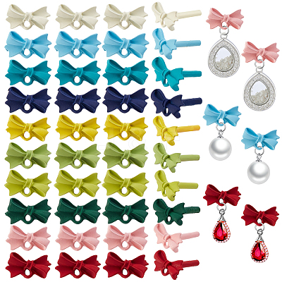 40Pcs 10 Colors Alloy Bowknot Stud Earring Findings EJEW-GA0001-13-1