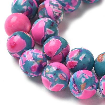 Dyed Synthetic Imperial Jasper Beads Strands G-C168-02A-1