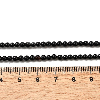 Natural Black Onyx Round Bead Strands G-A130-3mm-K04-1