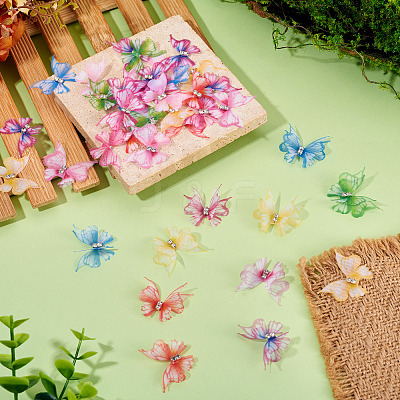 56Pcs 8 Colors Cloth Butterfly Ornament Accessories DIY-TA0014-28-1