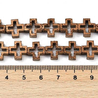 Electroplated Natural Lava Rock Beads Strands G-K388-02J-1