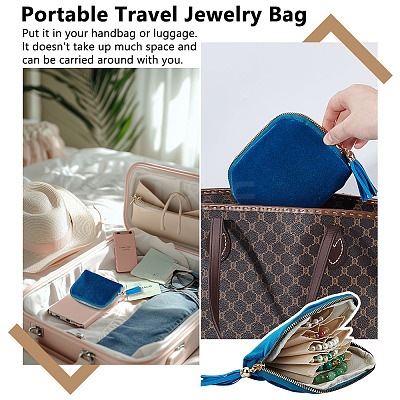 Rectangle Velvet Jewelry Zipper Storage Bags ABAG-WH0709-437A-1