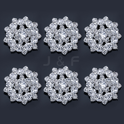 6Pcs 1-Hole Alloy Rhinestone Shank Buttons BUTT-CA0001-16A-1