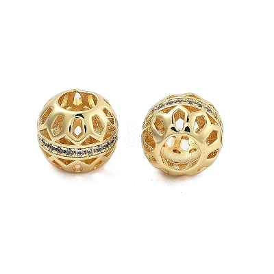Brass Micro Pave Cubic Zirconia European Beads KK-Q006-46G-1