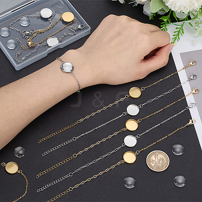 10Pcs 2 Colors 304 Stainless Steel Paperclip Chain Satellite Chain Bracelet Making BJEW-SP0001-31-1