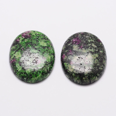 Oval Natural Sesame Jasper/Kiwi Jasper Cabochons G-K020-18x13mm-09-1-1