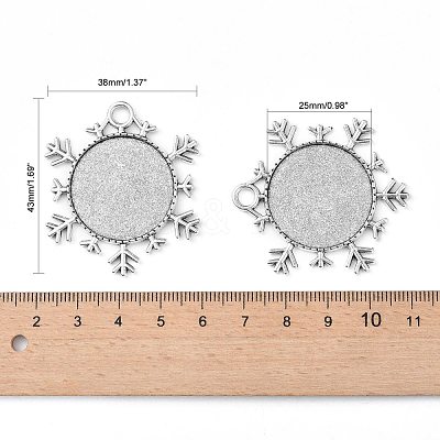 Christmas Ornaments Alloy Snowflake Pendant Cabochon Settings TIBEP-O006-29AS-1