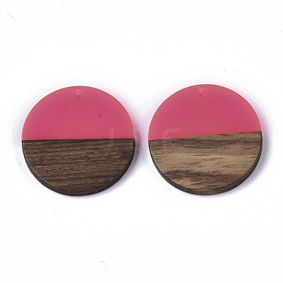 Transparent Resin & Walnut Wood Pendants RESI-S358-02B-H49-1