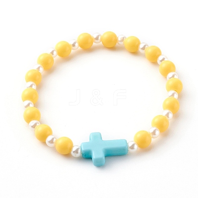 Opaque Acrylic Stretch Beaded Bracelets for Kids X-BJEW-JB06230-1