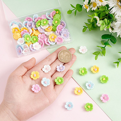 36Pcs 6 Colors Opaque Resin Cabochons CRES-AR0001-28-1