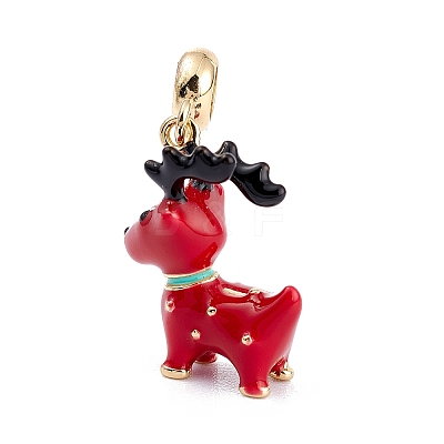 Brass Enamel European Dangle Charms KK-P201-37G-1