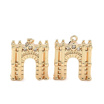 Brass Micro Pave Clear Cubic Zirconia Pendants KK-K351-71G-1